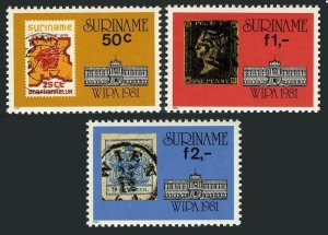 Surinam 573a-573c,573 sheet,MNH.Michel 945-947,Bl.30. WIPA-81.Stamp on stamp.