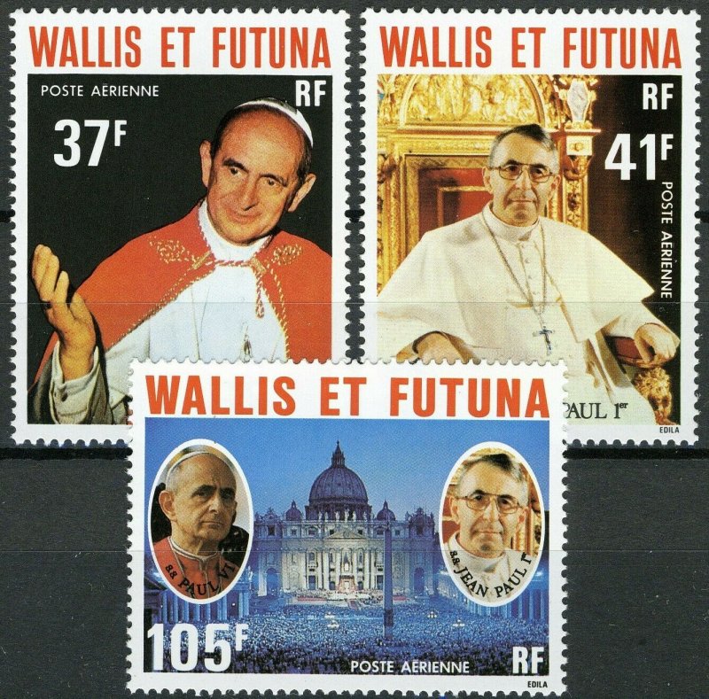 Wallis & Futuna 1979, Popes, Airmail set VF MNH, Mi 325-27 cat 10€