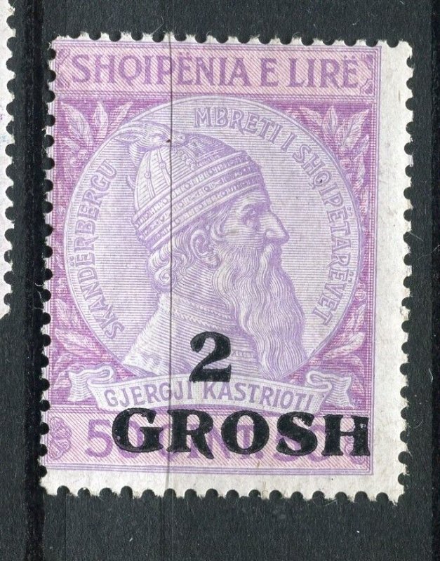 ALBANIA; 1914 early Skanderbeg surcharged issue Mint hinged 2g. value