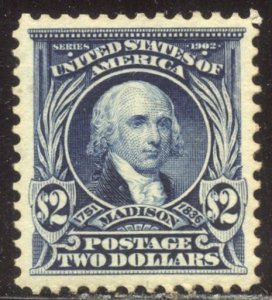 U.S. #312  CHOICE & RARE Mint XF NH w/ Cert - 1902 $2,00 Madison