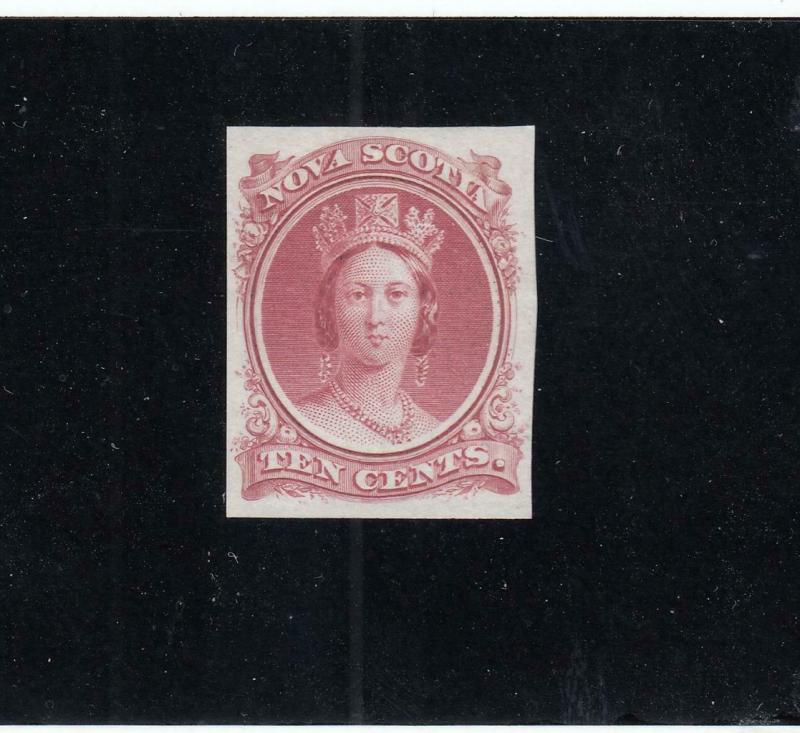 NOVA SCOTIA # 12P 10cts QUEEN VICTORIA /IMPERF/VERMILION SHADE EST CAT VALUE $60