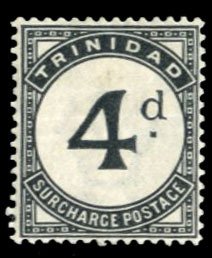 Trinidad #J4 Cat$52.50, 1885 4p black, hinged