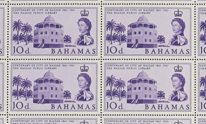 BAHAMAS 1962 Nassau Centenary set 8d & 10d full sheets with imprints. MNH **.