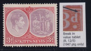 St. Kitts-Nevis, SG 73da, MHR Break in Value Tablet variety