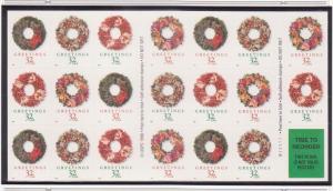 3249-52 3245-48 Christmas Wreaths '98 MNH Booklet Pane B1111