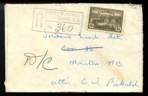 ?UPPER BLACKVILLE BRIDGE, N.B. Registered cds, 1947 RPO cover Canada