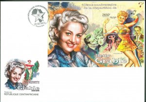 CENTRAL AFRICA 2013 40th MEMORIAL ANNIVERSARY BETTY GRABLE S/SHEET FDC