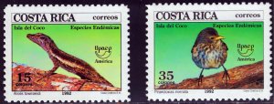 Costa Rica 1992 Sc#449/450 IGUANA-BIRD OF COCO ISLAND-AMERICA-UPAEP SET (2) MNH