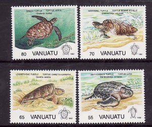 Vanuatu-Sc#577-80- id9- unused NH set-Marine Life-Turtles-1992