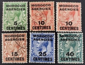 British Offices Morocco, Scott #402,403 (x2),404-406, AVG-F used