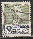 MEXICO 1101, $10 1950 Defin 9th Issue Unwmkd Fosfo Glazed. USED. F-VF. (1453)