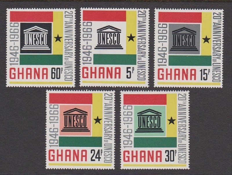 Ghana 20th Anniversary of UNESCO 5v 1966 MNH SG#435-439