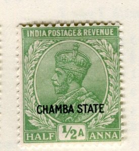 CHAMBA STATE; 1920s early GV issue Mint hinged 1/2a. value