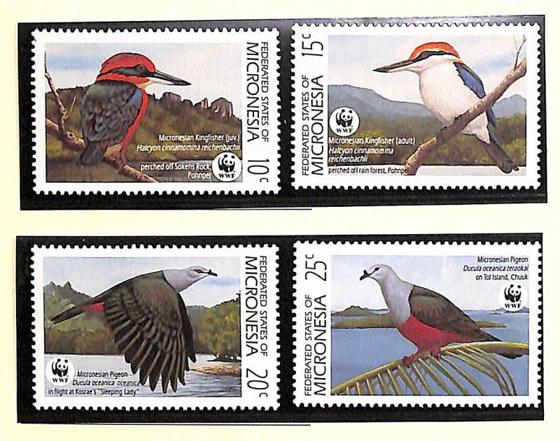 Micronesia WWF World Wild Fund for Nature MNH stamps kingfisher pigeon birds