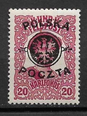 1918 Poland Sc28 20h Austrian Military Semi-Postal Stamps of 1918 Overprinted MH