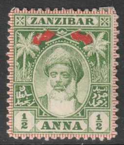 Zanzibar Scott 62 - SG188, 1899 Sultan 1/2a MH*