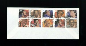 1994 Greenville Mississippi Blues & Jazz Artists Block of 10 First Day Cover