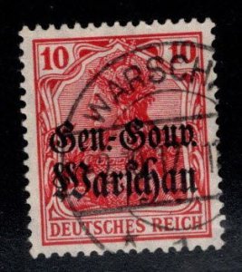 Poland Scott N10 Used German occupation WW1 Overprint