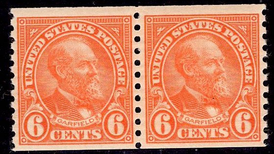 US Stamp #723 Coil Pair 6c Garfield MINT NH SCV $32.50