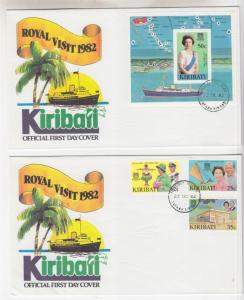 KIRIBATI, 1982 Royal Visit set of 3 & Souvenir Sheet on unaddressed fdc.'s.