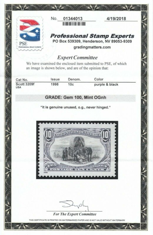 MOstamps - US #3209f Mint OG NH Grade GEM 100 with PSE Cert - Lot # MO-1827