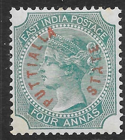 INDIA-PATIALA SG4 1884 4a BLUE-GREEN MTD MINT (r)