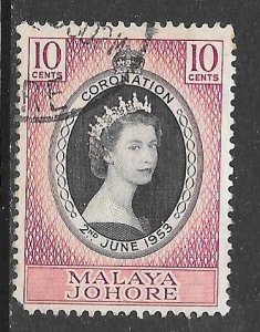 Malaya Johore 155: 10c Elizabeth II, used, VF