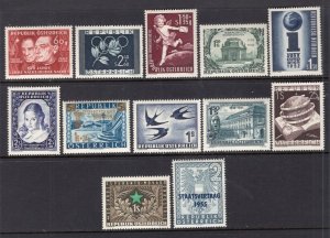 Austria 1948-55 Group of 12 Good Singles MNH CV$120