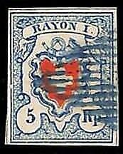 94988bB  - SWITZERLAND -  STAMPS  - Zumstein #  17 II -   Very Fine USED 