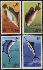 Kenya 68-71 (mnh set of 4) game fish: Nile perch, tilapia, etc. (1977)