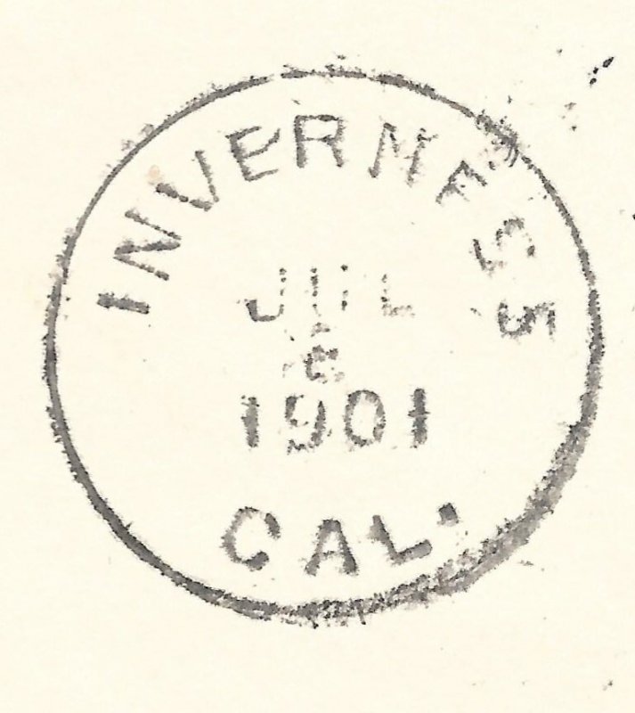 Doyle's_Stamps: 1901 Postal History for Inverness, California