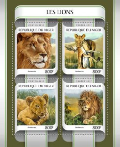 Wild Animals Lions Stamps Niger 2017 MNH Lion Big Cats Fauna 4v M/S