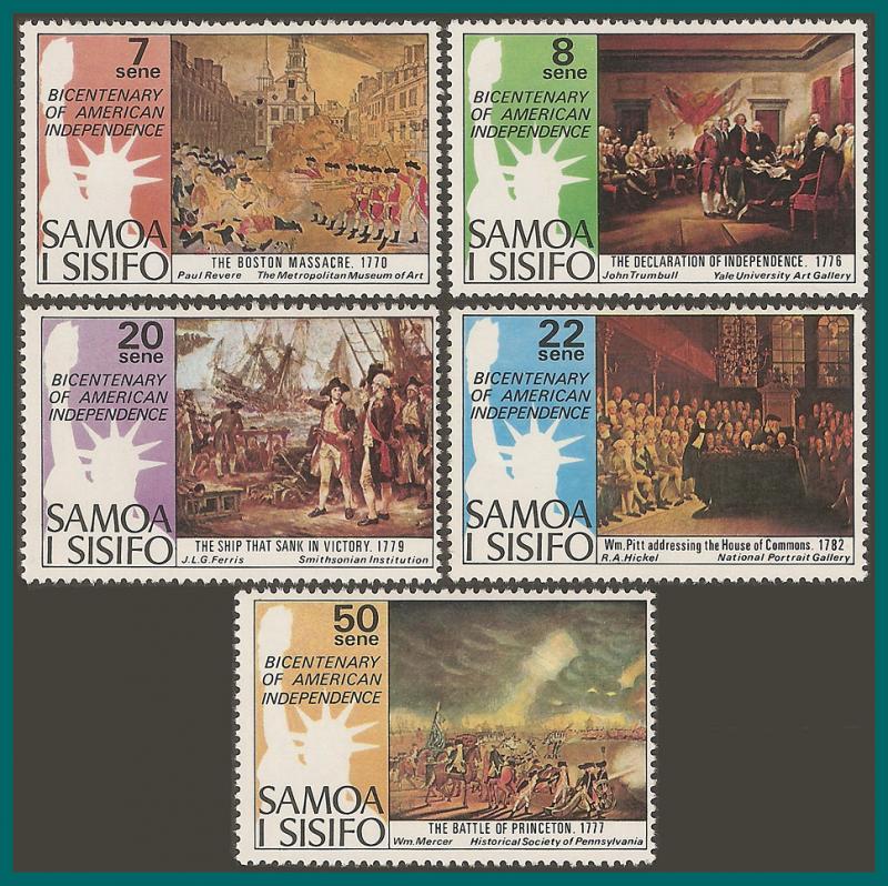 Samoa 1976 American Revolution, MNH 428-432,SG459-SG463