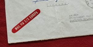 US Airmail Cover envelope air Mail Via S/S Europa NYC USA to Germany 1920s