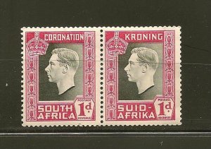 South Africa SC#75a KGVI Coronation Se-tenant Pair Mint Never Hinged