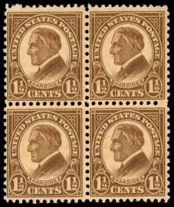 US Sc 633 MH/MNH BLOCK of 4 - 1927 1½¢ - Harding - See Description