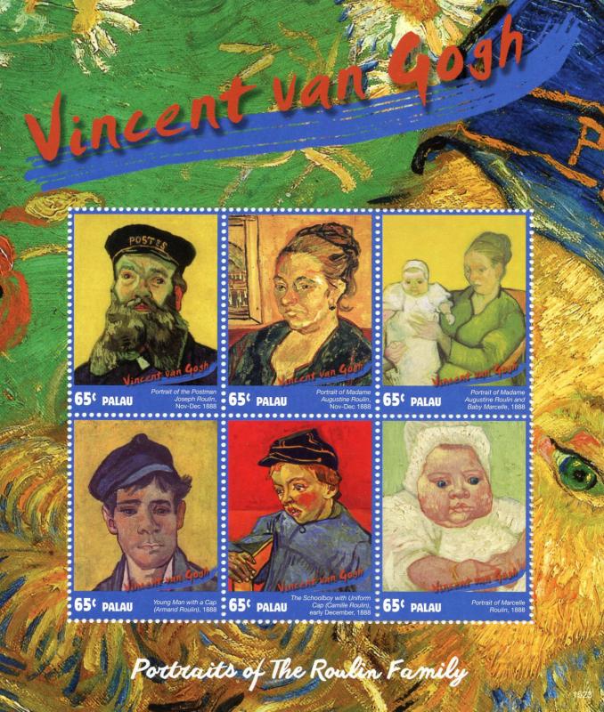 Palau 2015 MNH Vincent Van Gogh Roulin Family Portraits 6v M/S Art Stamps 