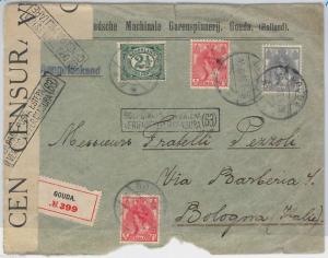 NETHERLANDS Nederland - POSTAL HISTORY: Censored REGISTERED COVER to ITALY 1913