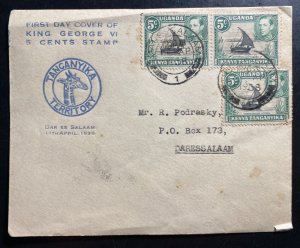 1938 Tanganyika British KUT First Day Cover King George 5 Cents Stamp