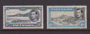 Ascension 1938 KGVI SG 42a (MNH, perf.13.5) and 43a (MH,perf.13)