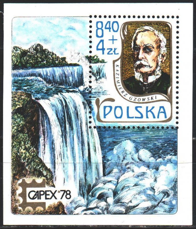 Poland. 1978. bl69. Engineer, Waterfall. MNH.
