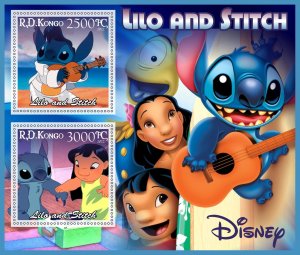 Stamps. Cartoons. Disney. Lilo and Stich  2022 year 1+1 sheets perf  Congo