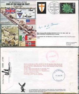 JS45/7c 50th Ann War II End of War in ITALY Signed by Maj Gen Sir G Burns (J)