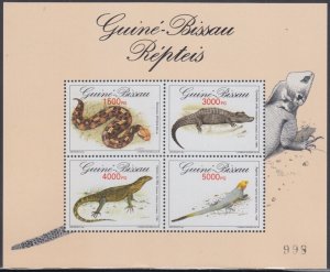 GUINEA BISSAU  Sc# 948a CPL MNH S/S of 4 DIFF  - REPTILES