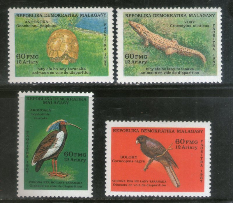 Malagasy 1987 Endangered Species Bird Crocodile Tortoise Sc 779-82 MNH # 2041