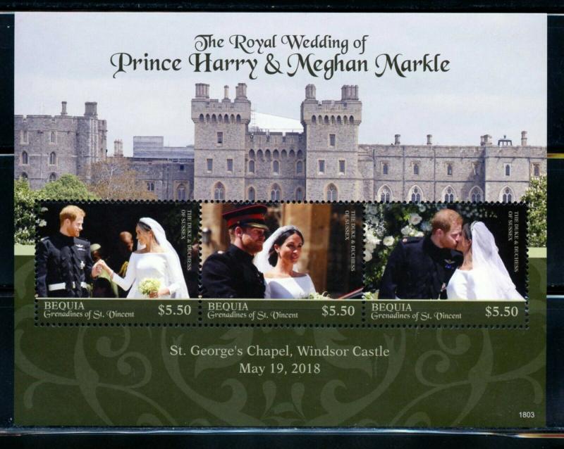 BEQUIA 2018  ROYAL WEDDING OF PRINCE HARRY & MEGHAN MARKLE SHEET  MINT NH