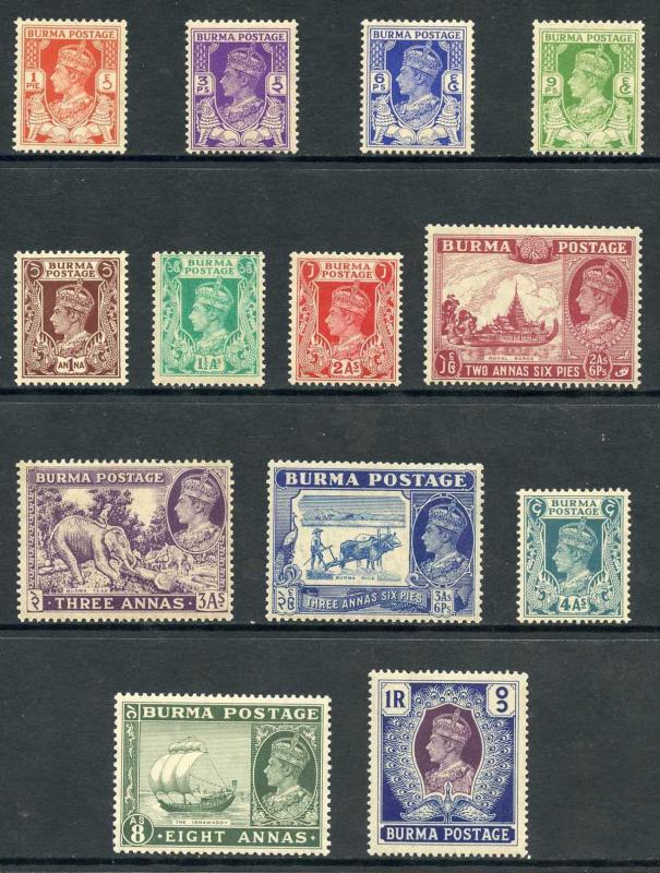 Burma SG18b/30 1938 Set to 1R M/M