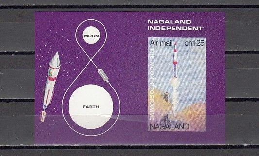 Nagaland, 1972 India Local. Moon Program, IMPERF s/sheet. ^