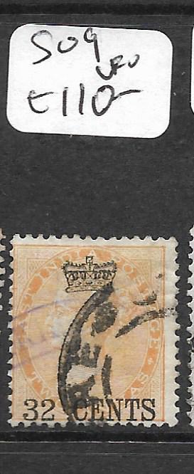 MALAYA STRAITS SETTLEMENTS (P0109B) QV ON INDIA 32C SG 9  VFU