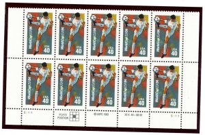 US  2835  World Cup Soccer 40c - Lower Plate Block of 10 - MNH - 1994 - S1111 MM